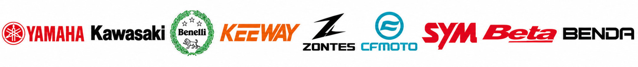 Yamaha, Kawasaki, Benelli, Keeway, Zontes, CFMOTO, SYM, Beta e Benda